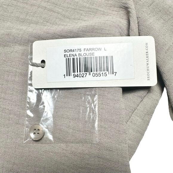 Brochu Walker Taupe V-Neck Long Sleeve Blouse - Picture 10 of 13